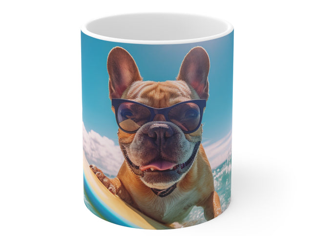 French Bulldog Surf and Shades - Ceramic Mug 11oz