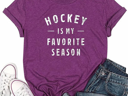 Qrupoad Hockey is My Favorite Season T Shirt Women Ice Hockey Player Gift Shirts Summal Casual Graphic Tees Tops