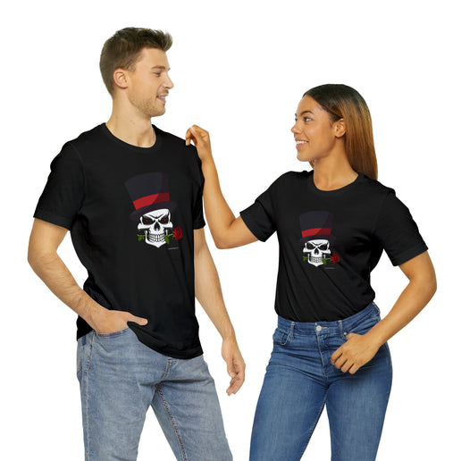 SKULL Top Hat Rose Soft -Unisex Jersey Short Sleeve Tee