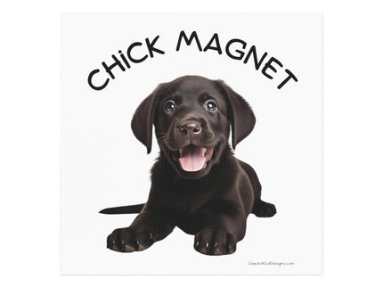 Chick Magnet - Black Labrador Retriever / Puppy - Square Magnet