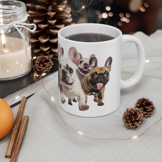 French Bulldogs running Ceramic Mug 11oz