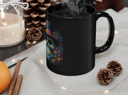 Skull with Hat colorful design11oz Black Mug