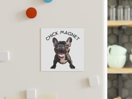 Chick Magnet -  French Bulldog (b/w)- Square Magnet