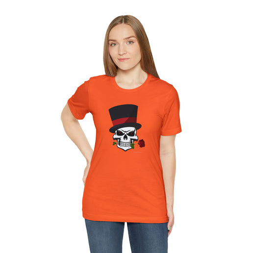 SKULL Top Hat Rose Soft -Unisex Jersey Short Sleeve Tee