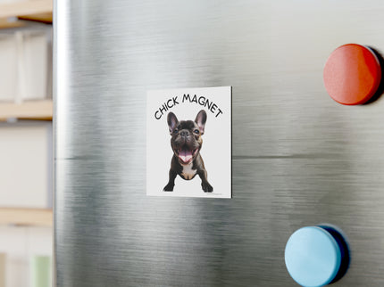 Chick Magnet -  French Bulldog (b/w)- Square Magnet