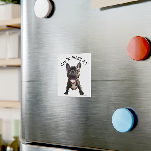 Chick Magnet -  French Bulldog (b/w)- Square Magnet