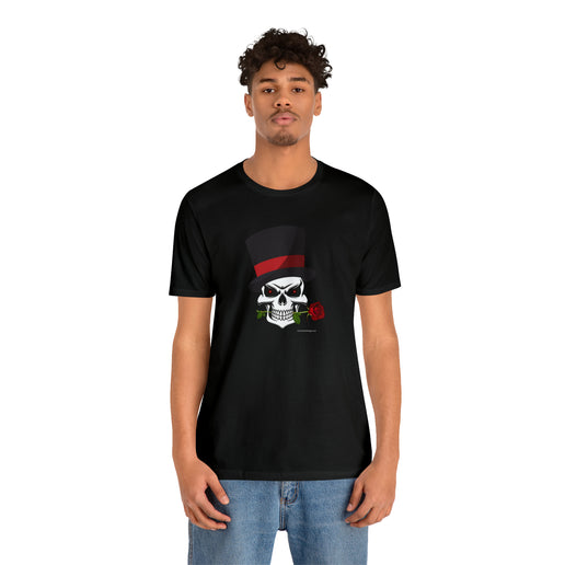 SKULL Top Hat Rose Soft -Unisex Jersey Short Sleeve Tee