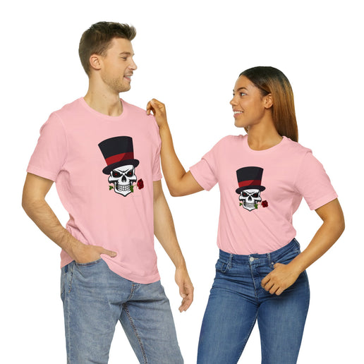 SKULL Top Hat Rose Soft -Unisex Jersey Short Sleeve Tee