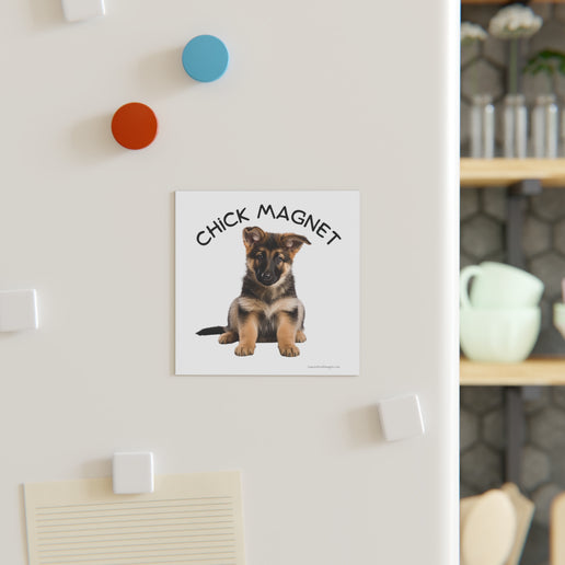 Chick Magnet - German Shepard Puppy - Square Magnet