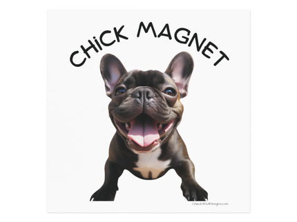 Chick Magnet -  French Bulldog (b/w)- Square Magnet