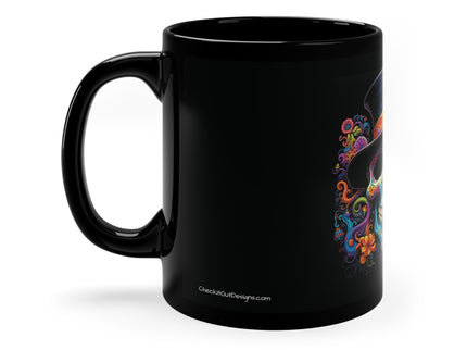 Skull with Hat colorful design11oz Black Mug