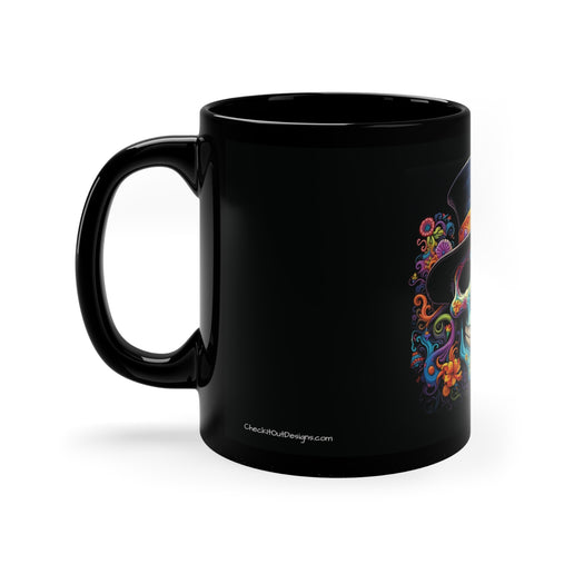 Skull with Hat colorful design11oz Black Mug