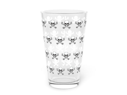 Skull Crossbones Pattern Pint Glass, 16oz