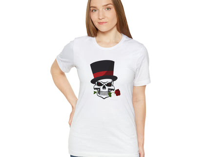 SKULL Top Hat Rose Soft -Unisex Jersey Short Sleeve Tee