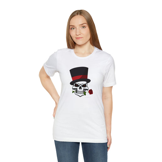 SKULL Top Hat Rose Soft -Unisex Jersey Short Sleeve Tee