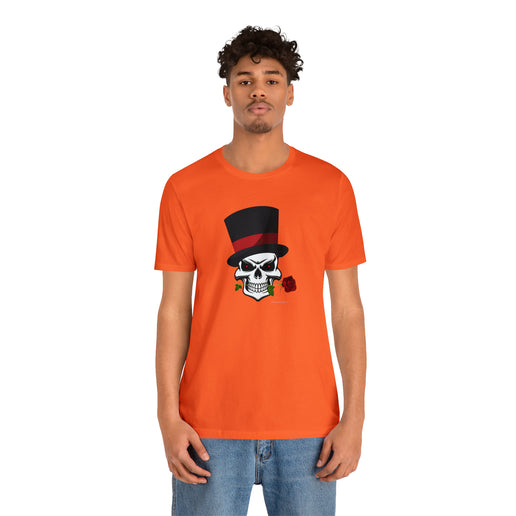 SKULL Top Hat Rose Soft -Unisex Jersey Short Sleeve Tee