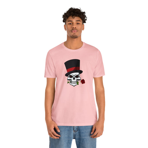 SKULL Top Hat Rose Soft -Unisex Jersey Short Sleeve Tee