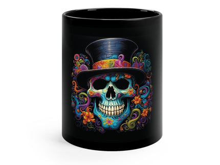 Skull with Hat colorful design11oz Black Mug