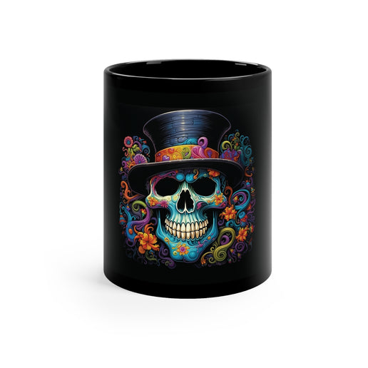 Skull with Hat colorful design11oz Black Mug