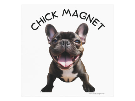 Chick Magnet -  French Bulldog (b/w)- Square Magnet