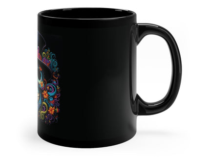 Skull with Hat colorful design11oz Black Mug