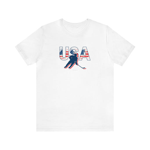 USA Hockey player - Soft Comfortable Unisex Jersey Short Sleeve Tee