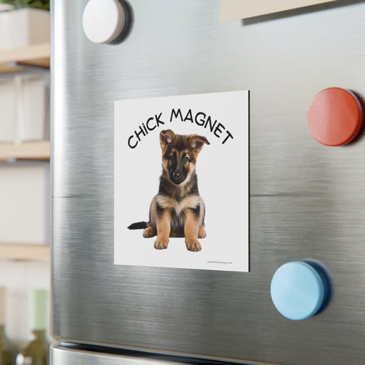 Chick Magnet - German Shepard Puppy - Square Magnet