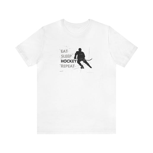 Eat, Sleep, Hockey, Repeat, Soft Comfort -  Unisex Jersey Short Sleeve Tee