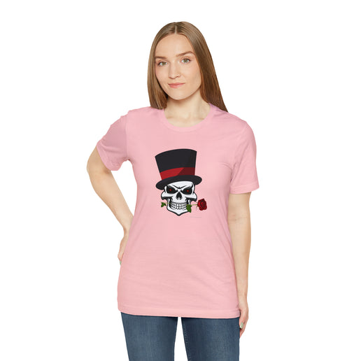 SKULL Top Hat Rose Soft -Unisex Jersey Short Sleeve Tee