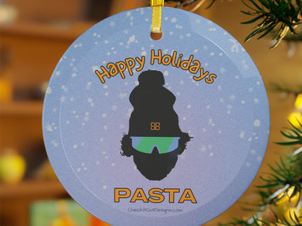 PASTA Happy Holidays Glass Ornament