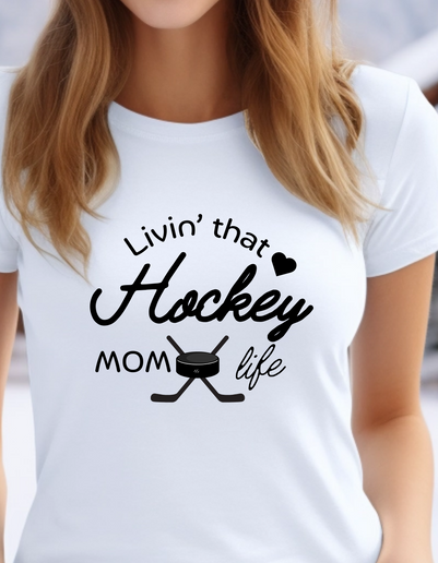 Living that Hockey Mom Life - Soft Comfortable Jersey Short Sleeve Tee