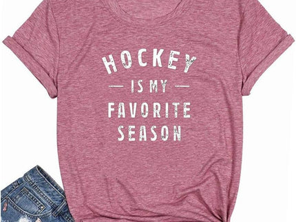 Qrupoad Hockey is My Favorite Season T Shirt Women Ice Hockey Player Gift Shirts Summal Casual Graphic Tees Tops