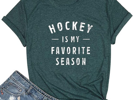 Qrupoad Hockey is My Favorite Season T Shirt Women Ice Hockey Player Gift Shirts Summal Casual Graphic Tees Tops